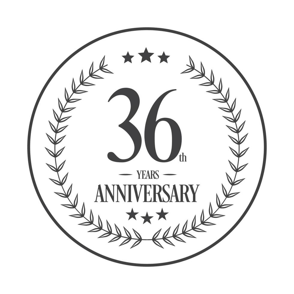 Luxury 36th anniversary Logo illustration vector.Free vector illustration Free Vector