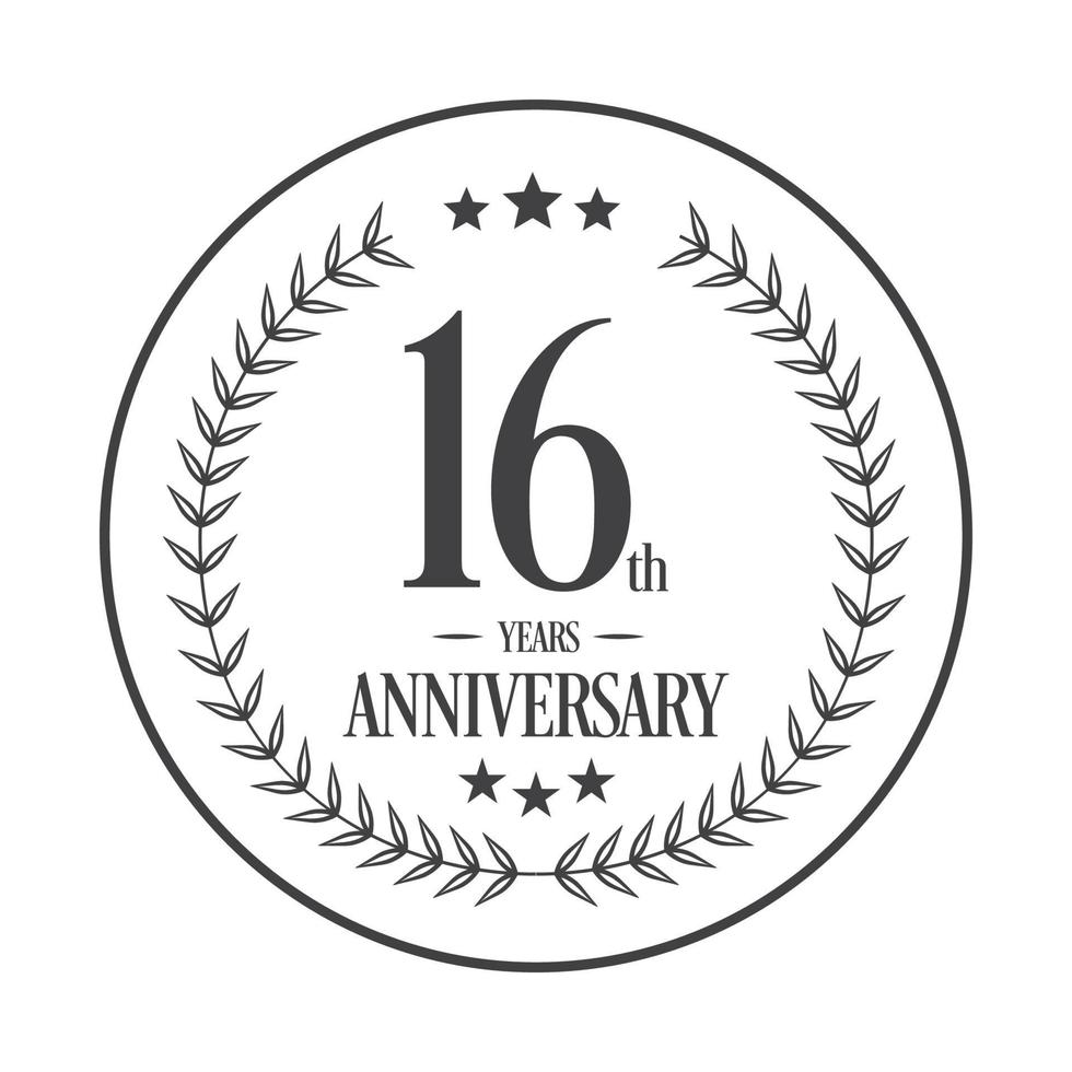 Luxury 16th anniversary Logo illustration vector.Free vector illustration Free Vector