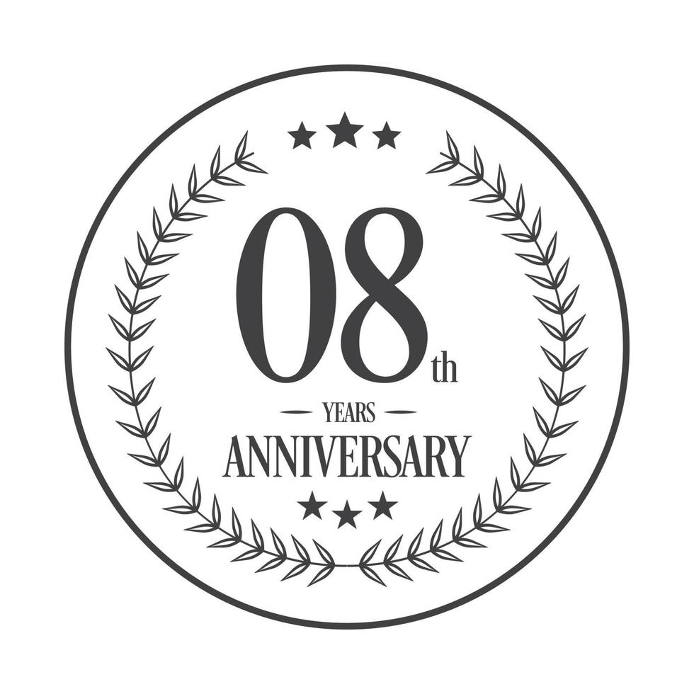 Luxury 08th anniversary Logo illustration vector.Free vector illustration Free Vector