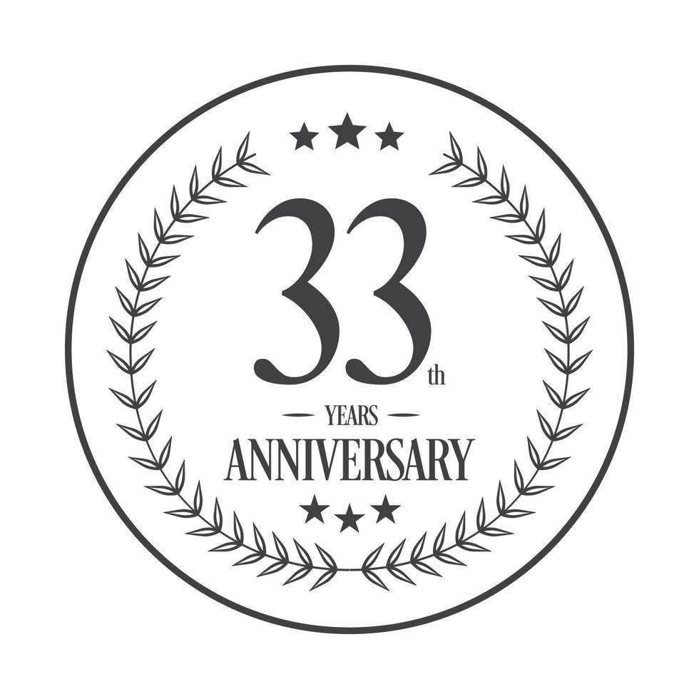 Luxury 33rd anniversary Logo illustration vector.Free vector illustration Free Vector