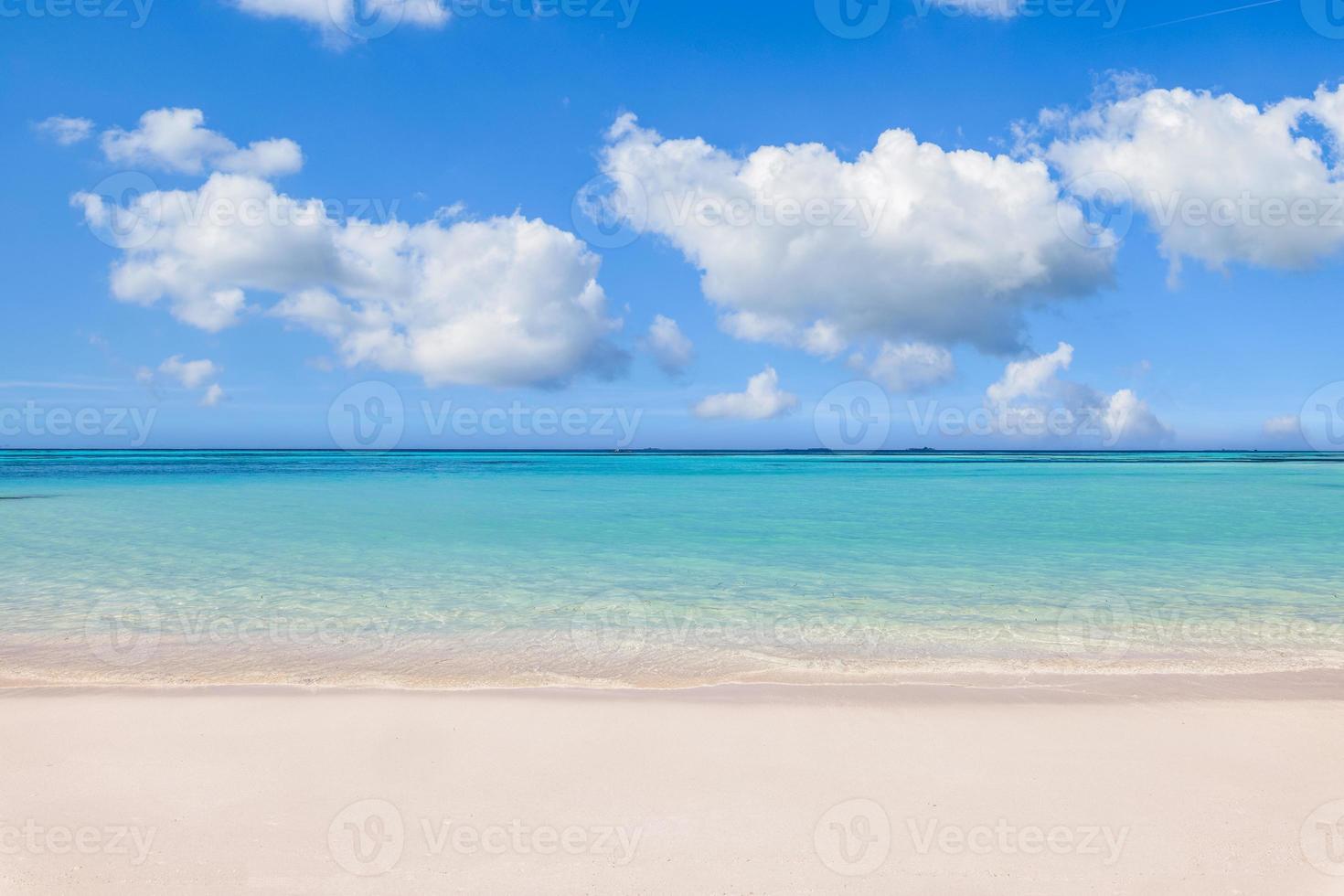 Sea sand sky beach closeup. Panoramic landscape. Inspire tropical beach coast seascape horizon. Horizon waves surf shore calmness tranquil relaxing sunlight summer mood. Vacation travel holiday banner photo