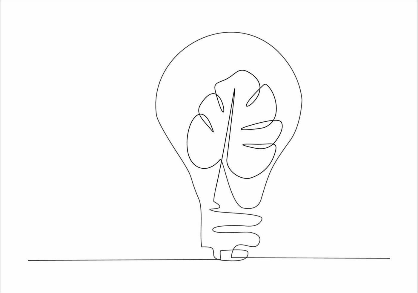 continuous line of leaves inside the lamp vector