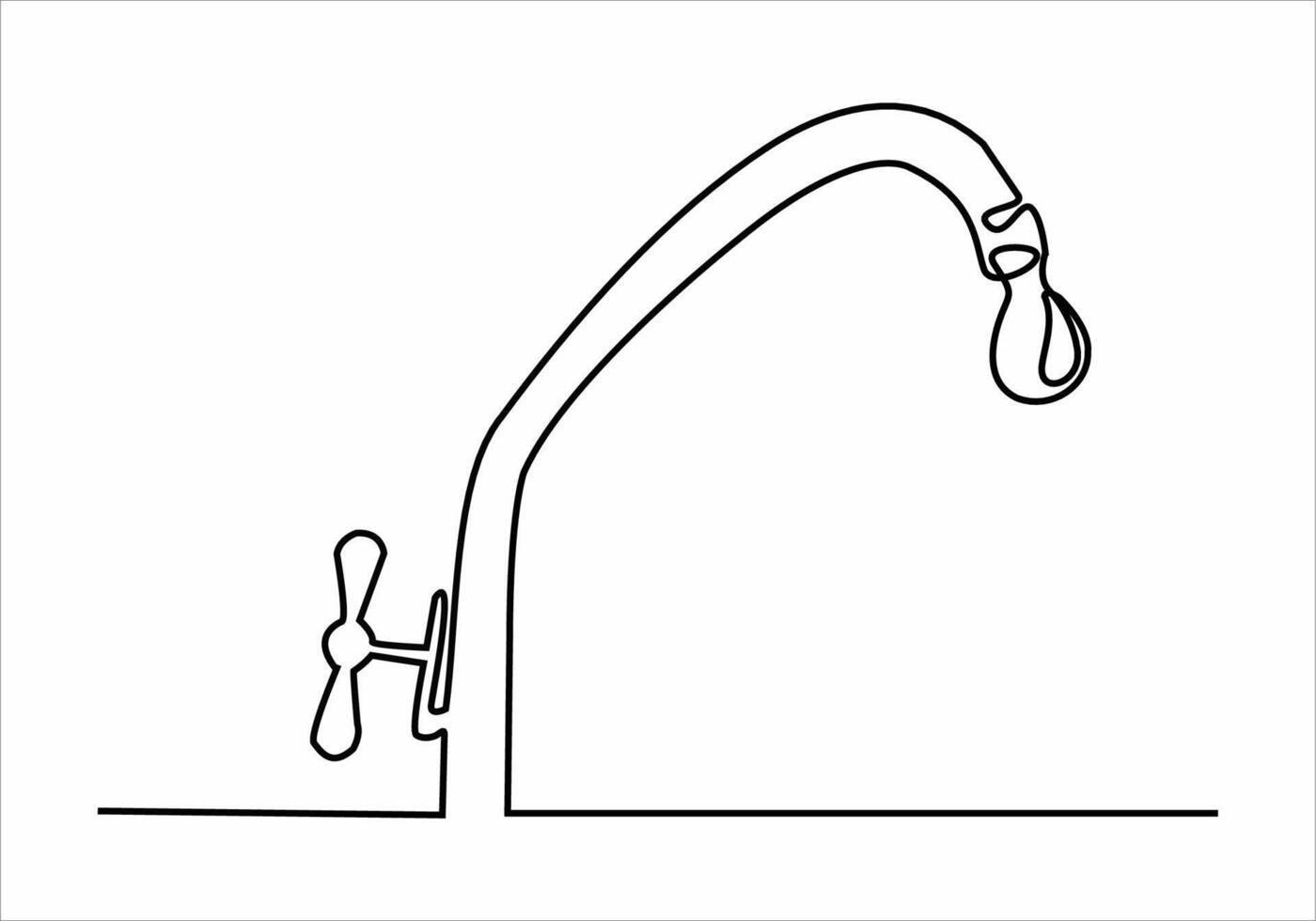 continuous line of water faucet vector