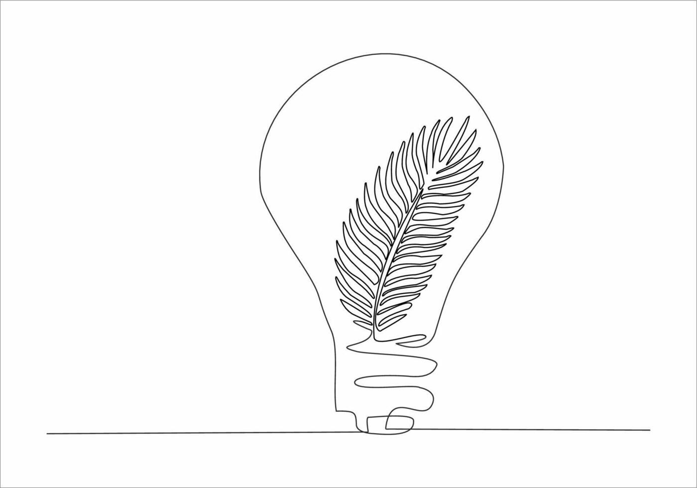 continuous line of leaves inside the lamp vector