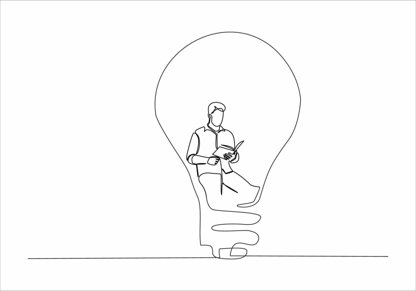 continuous line of woman and man reading a book in a lamp vector
