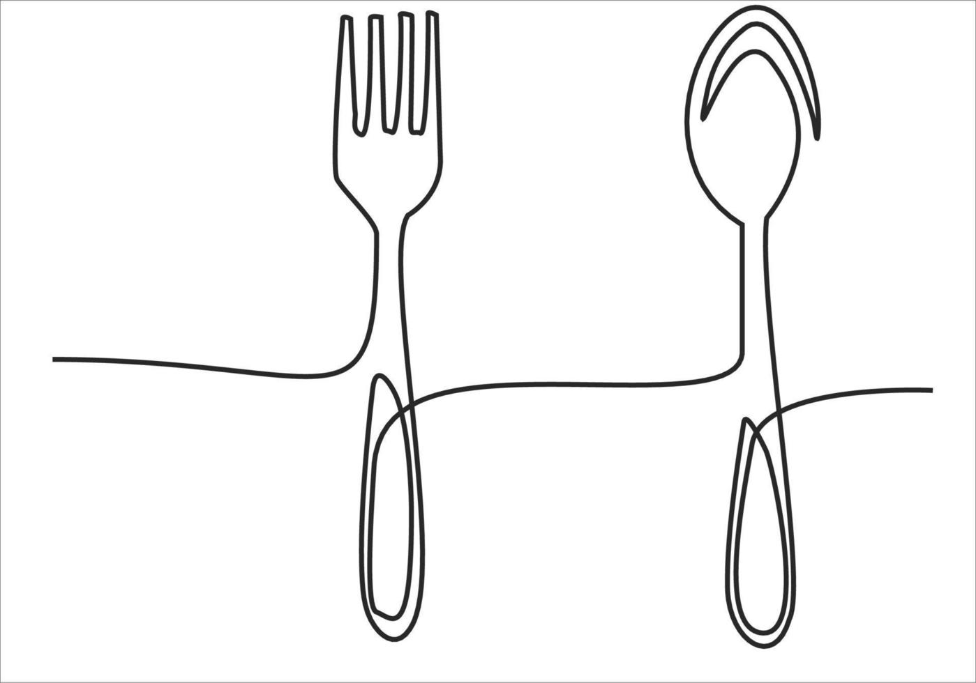 kitchen logo continuous line art vector