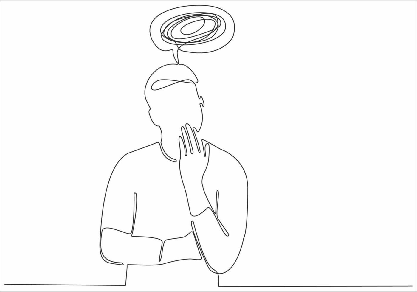 continuous line of thinking man vector