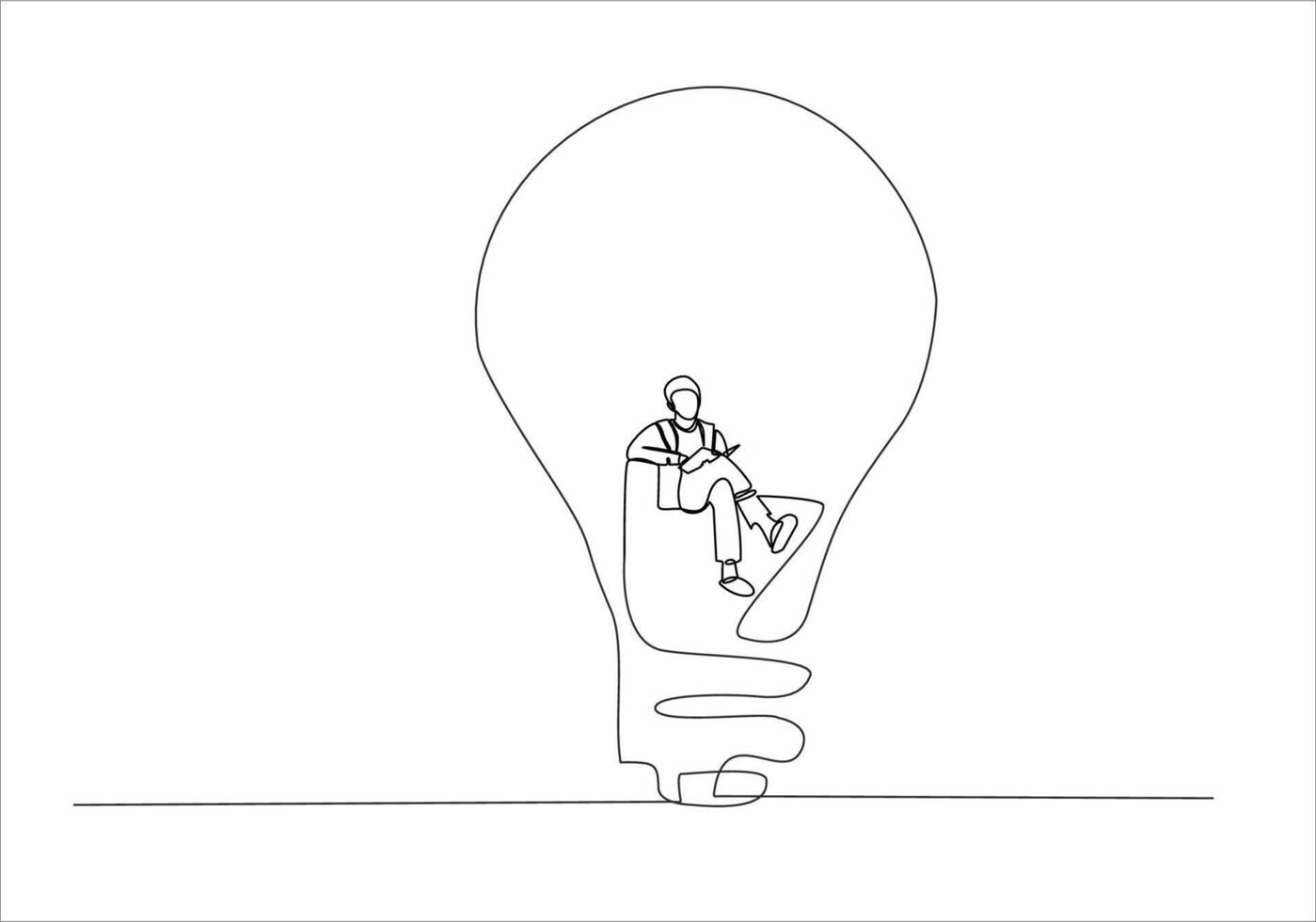 continuous line of woman and man reading a book in a lamp vector