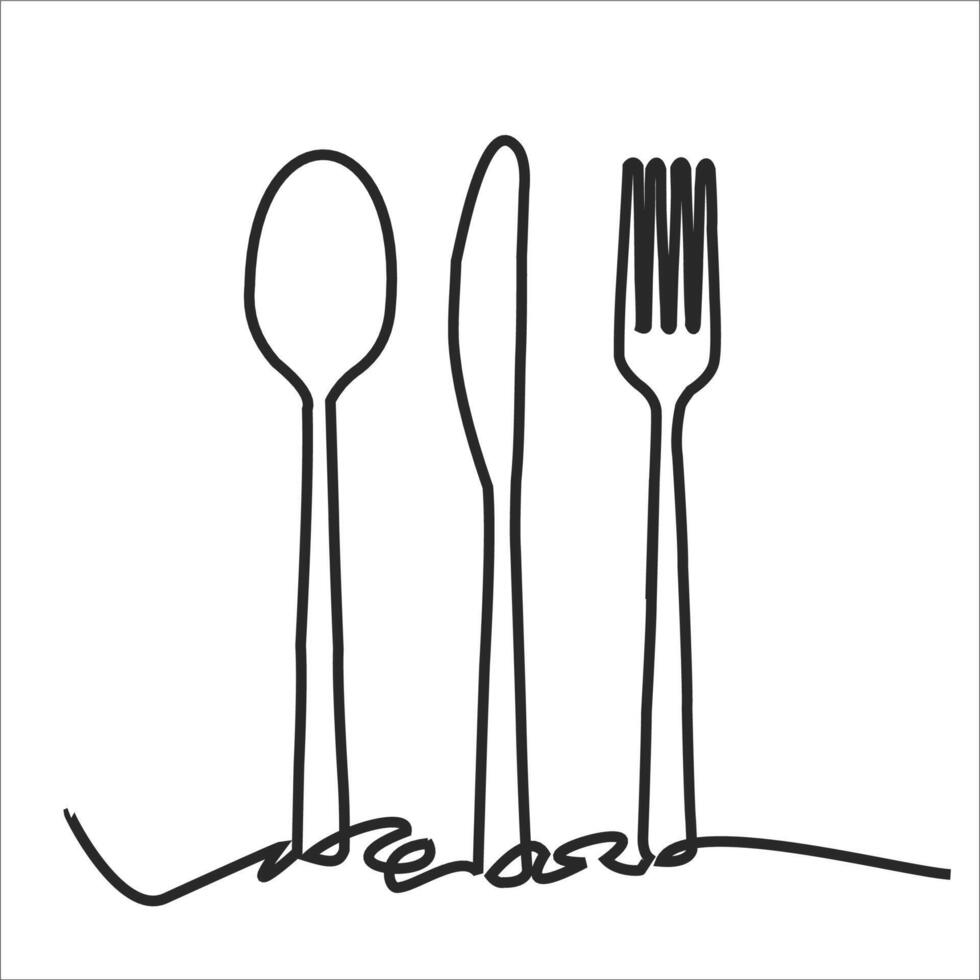 logotipo de cocina arte de línea continua vector