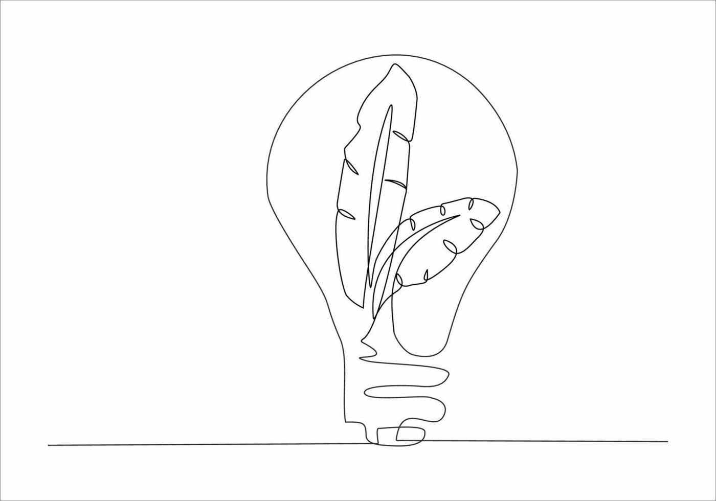 continuous line of leaves inside the lamp vector