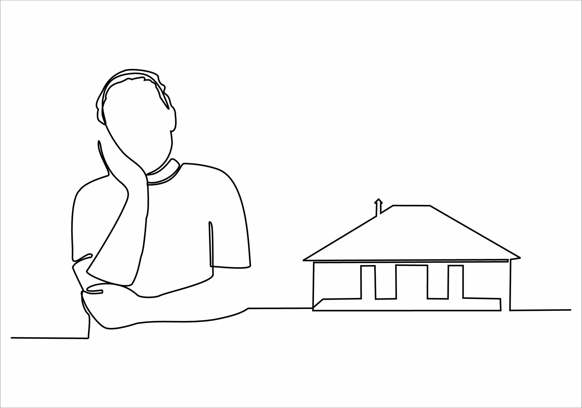 continuous line sad man wants to buy a house 12508468 Vector Art at
