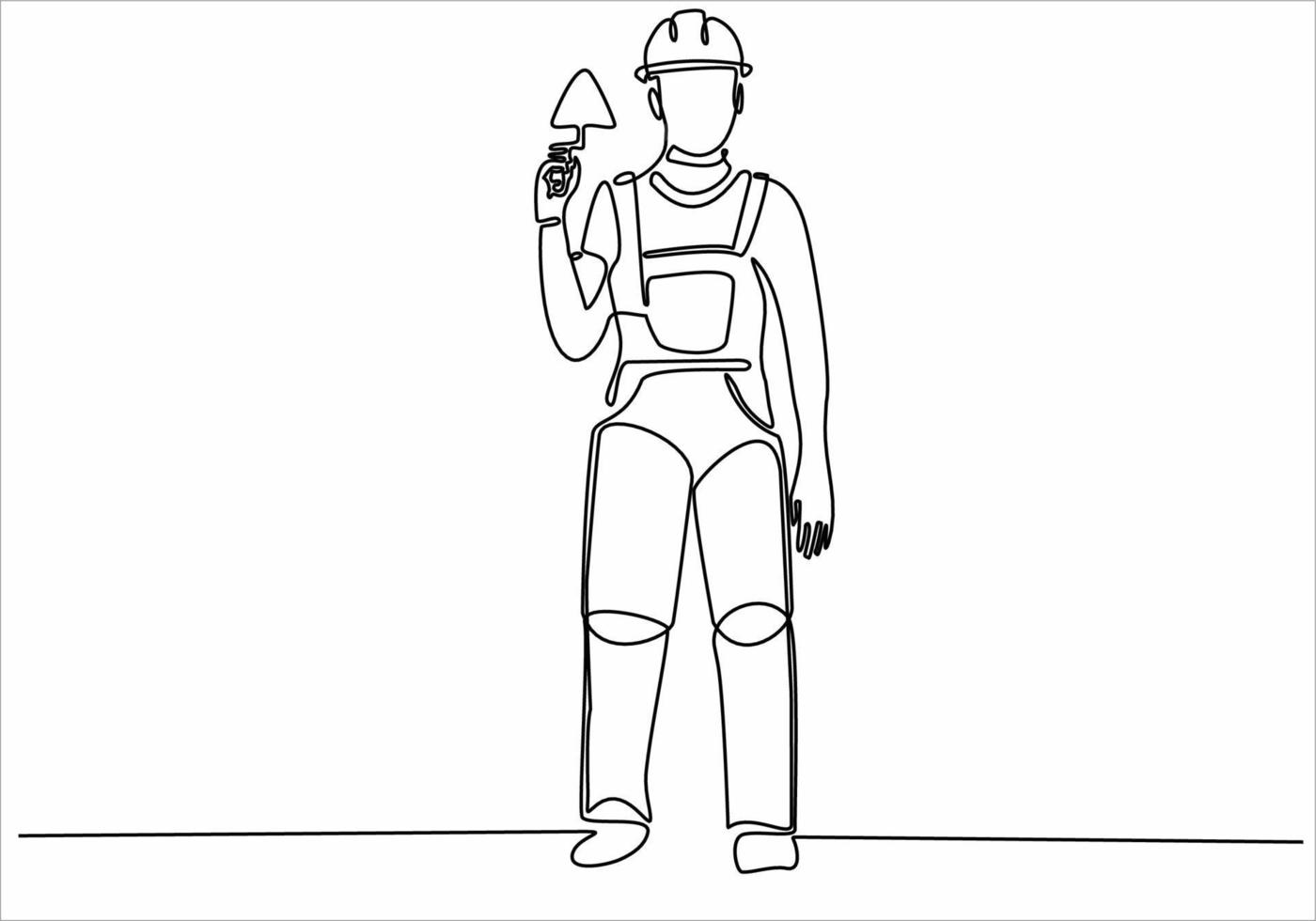 continuous line architect vector