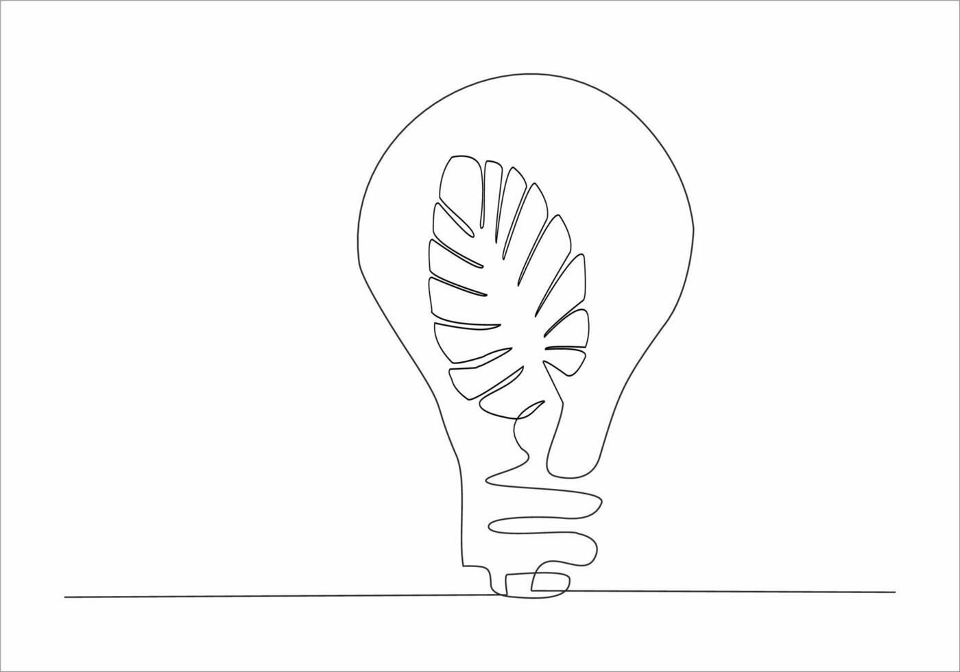 continuous line of leaves inside the lamp vector
