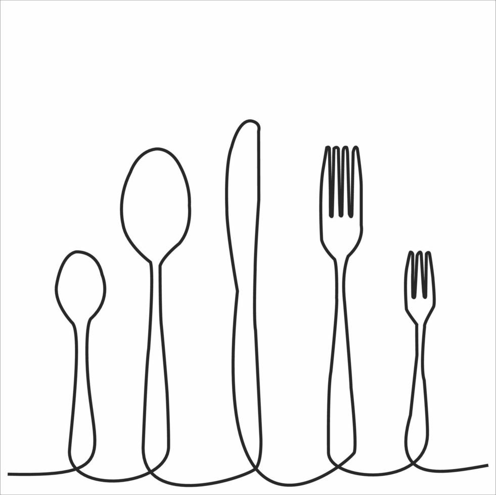 logotipo de cocina arte de línea continua vector
