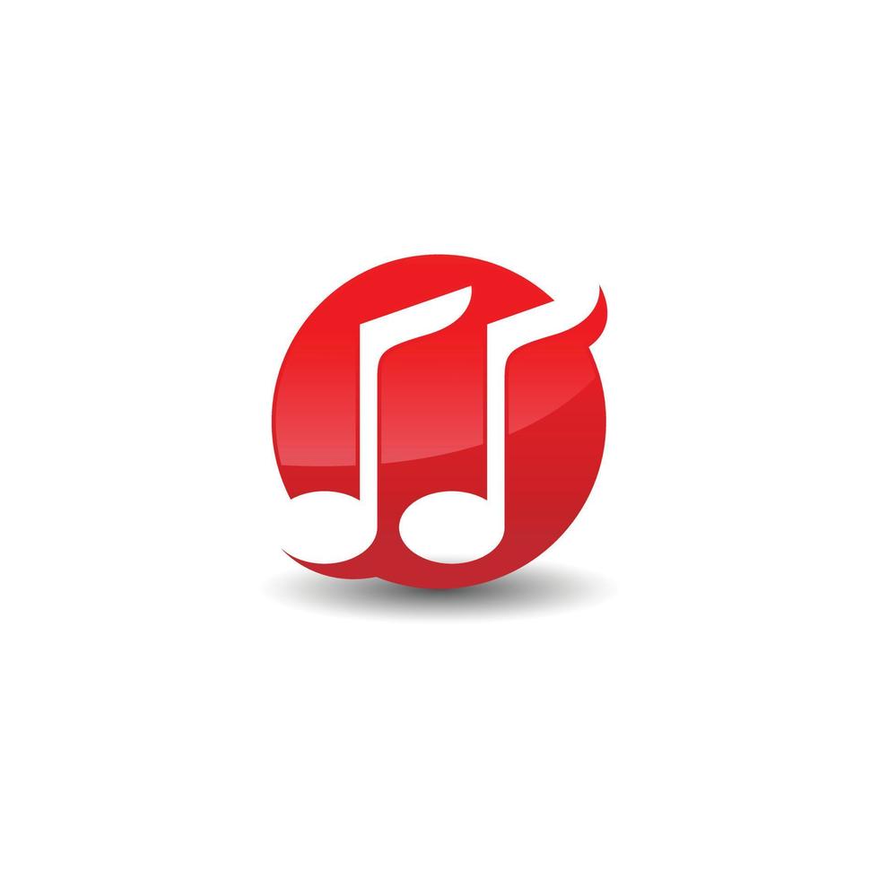 Music note symbol logo design vector on circle shape. Music logo design with negative space style design on circle shape background