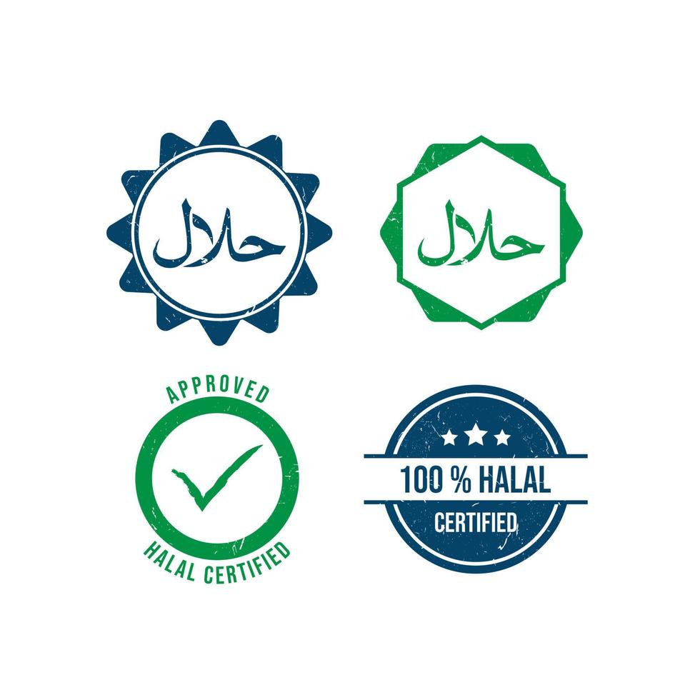 Set of halal grunge rubber stamp design vector