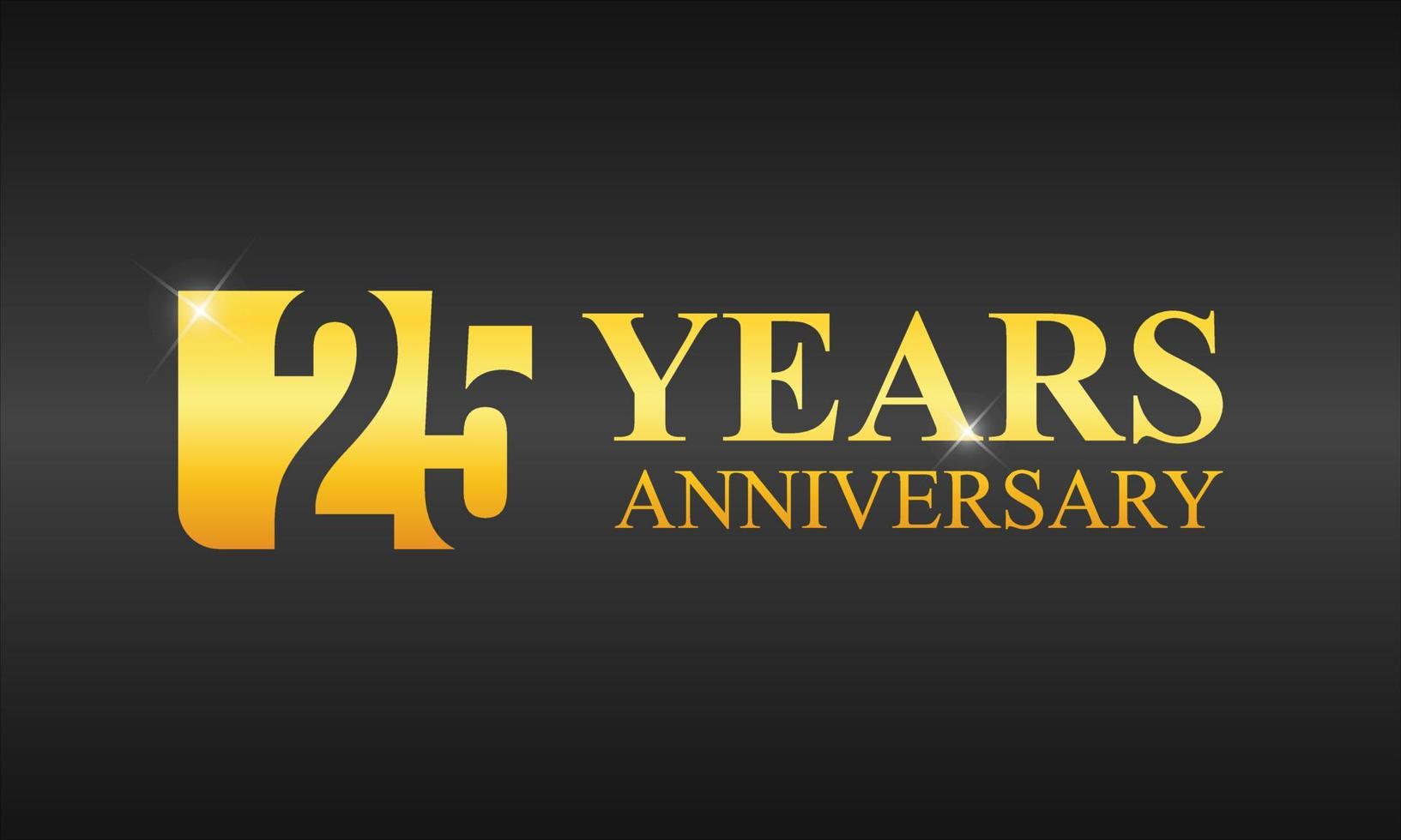 Gold 25 Years anniversary celebration template vector