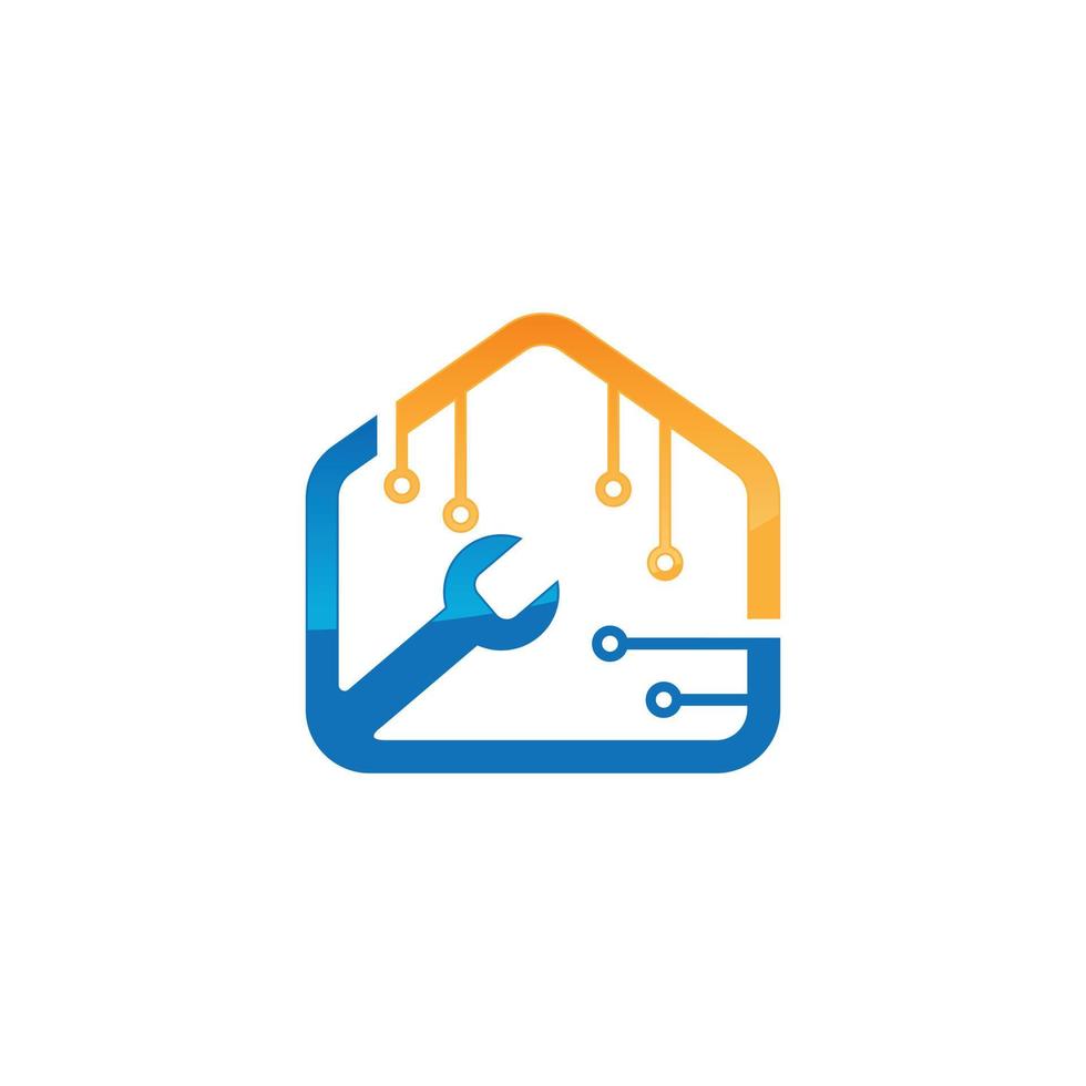 logotipo de reparación de casa inteligente vector