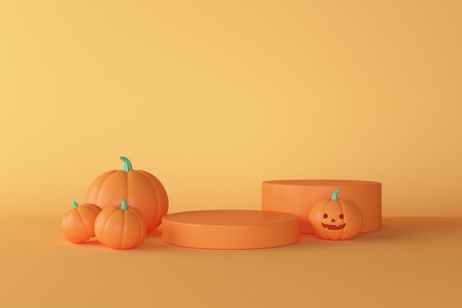 Abstract minimal for halloween podium pumpkin, design for Product and Package display 3d rendering. photo