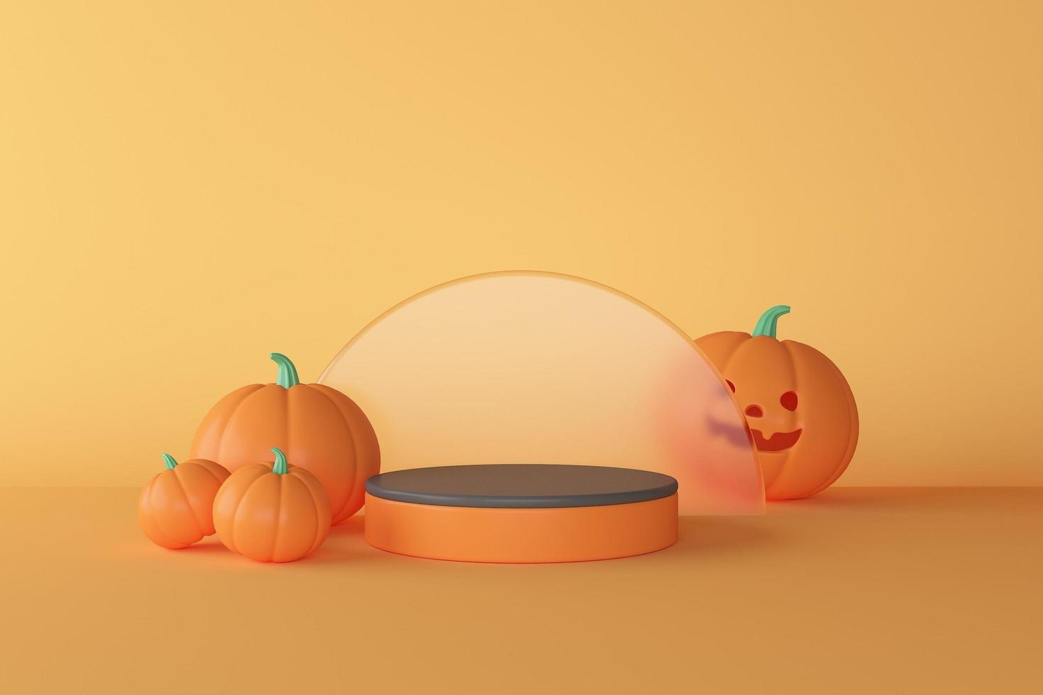 Abstract minimal for halloween podium pumpkin, design for Product and Package display 3d rendering. photo