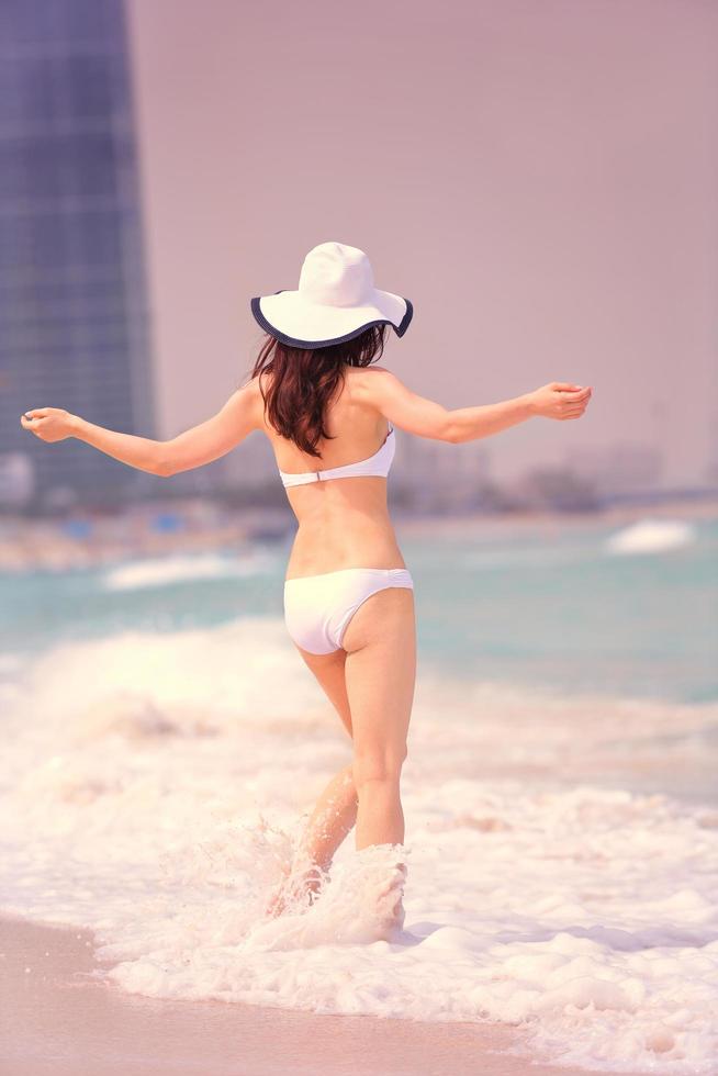 happy woman enjoy summer vacation photo