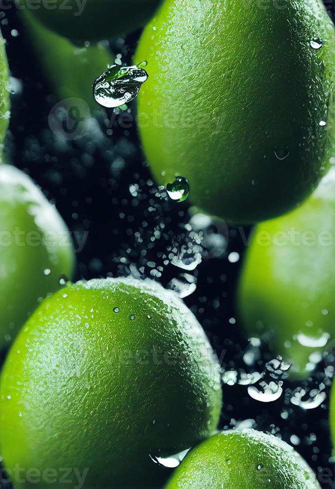 3d illustration seamless pattern of lime in water and water splashes photo