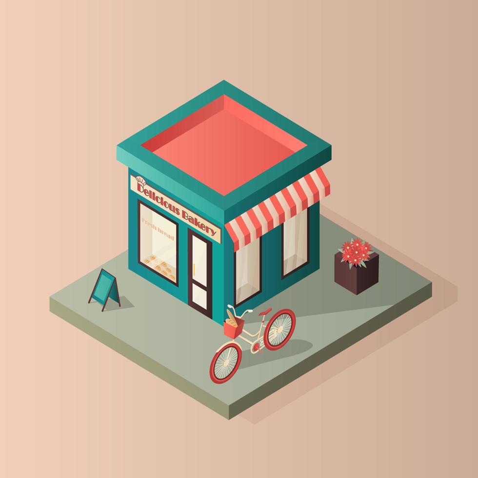 Delicious fresh bakery in isometry vector