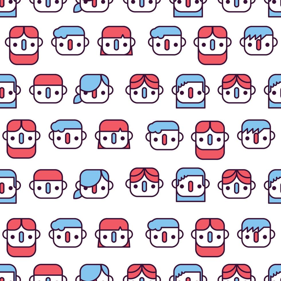 Outlined Kids Seamless Pattern vector