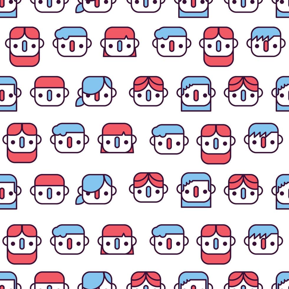 Outlined Kids Seamless Pattern vector