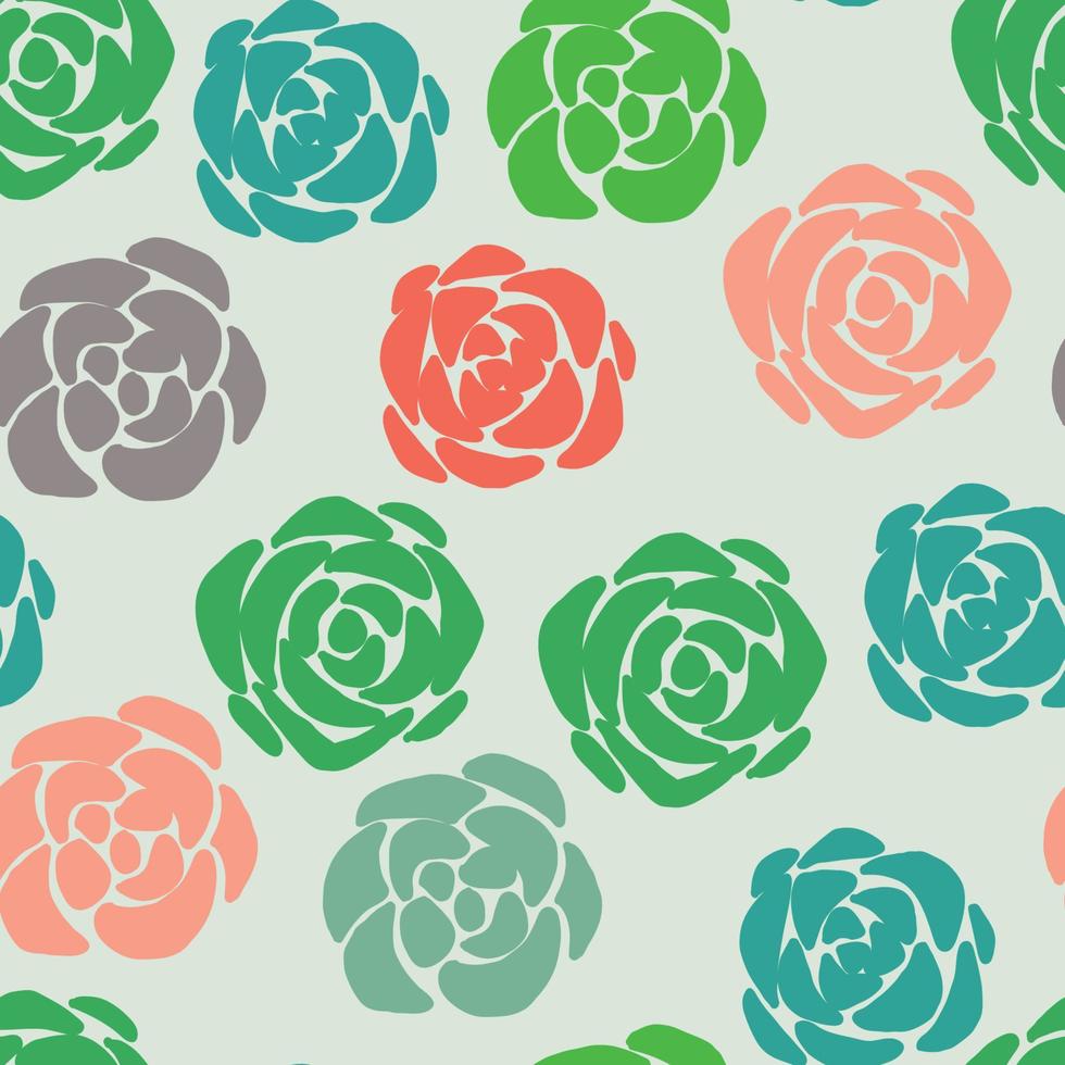 Floral Succulents Pattern vector