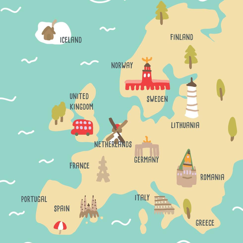 Europe Colorful Map vector