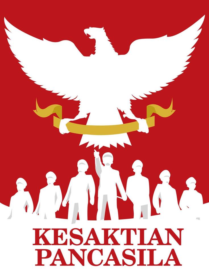 santidad de la ideología indonesia llamada pancasila adecuada para la ilustración temática del patriotismo indonesio con color rojo y blanco vector