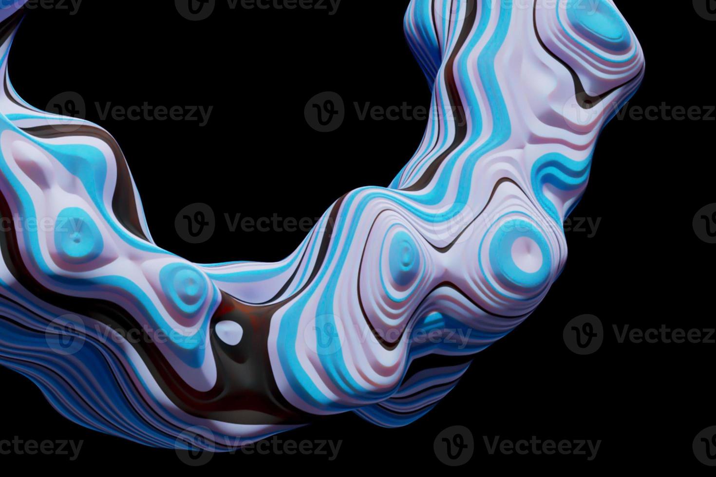 3D rendering of colorful abstract twisted wavy shape in motion. Computer generated geometric digital art photo