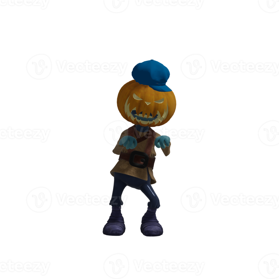 pose de monstruo de calabaza halloween png