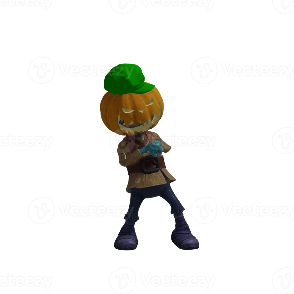 pose de monstruo de calabaza halloween png