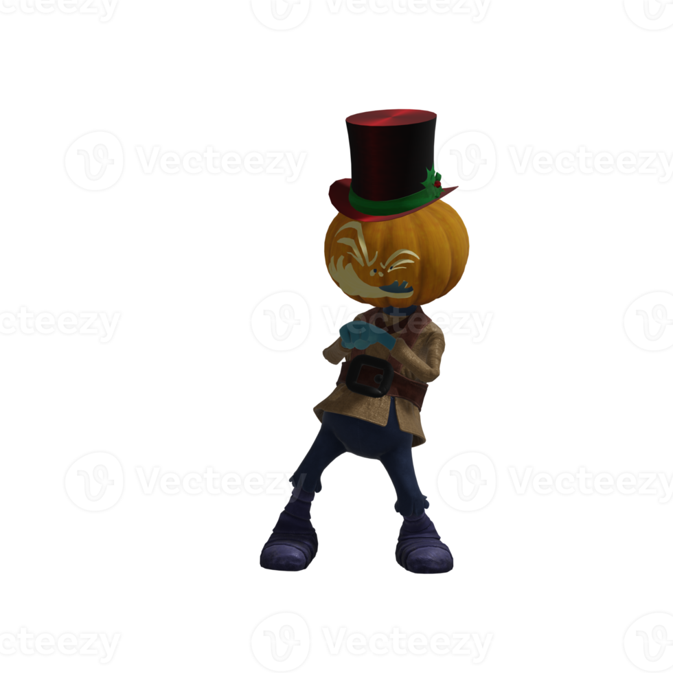 pose de monstruo de calabaza halloween png