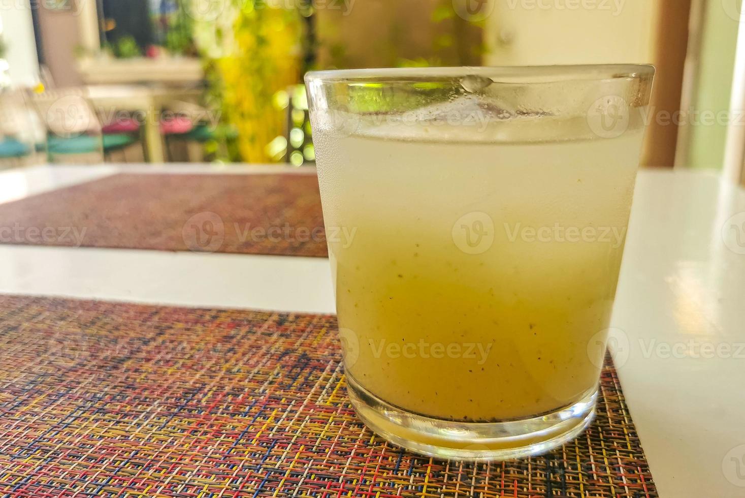 Guanabana fruit juice in restaurant PapaCharly Playa del Carmen Mexico. photo