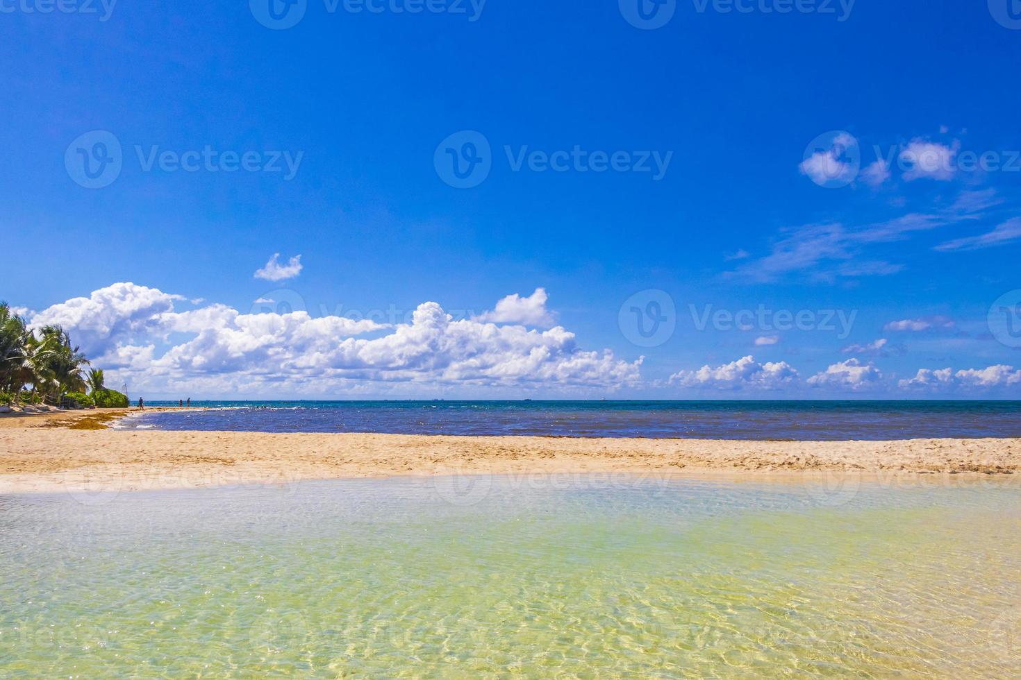 Tropical mexican beach clear turquoise water Playa del Carmen Mexico. photo