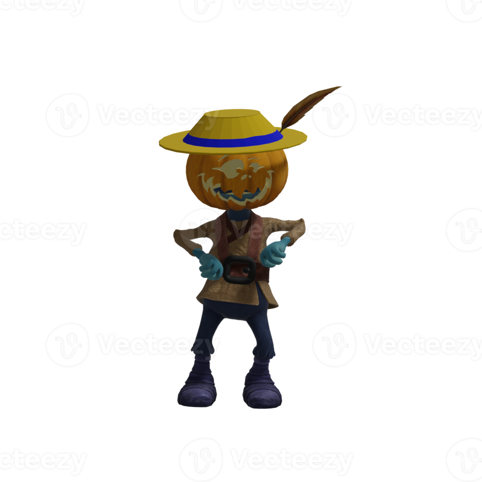 pose de monstruo de calabaza halloween png