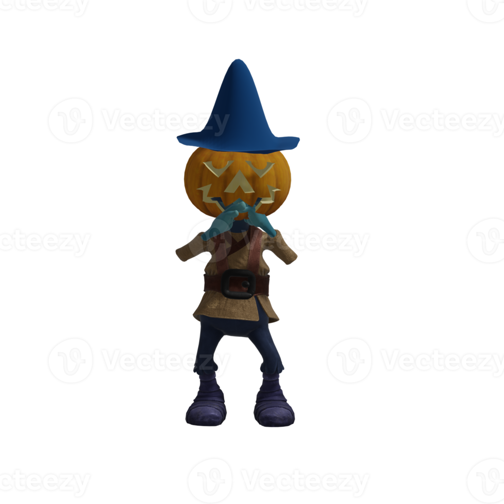 pose de monstruo de calabaza halloween png