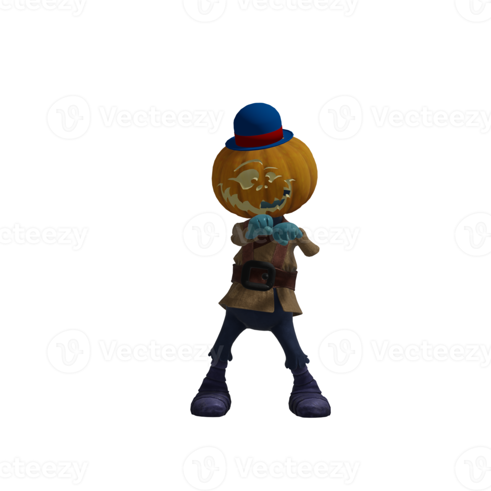 pose de monstruo de calabaza halloween png