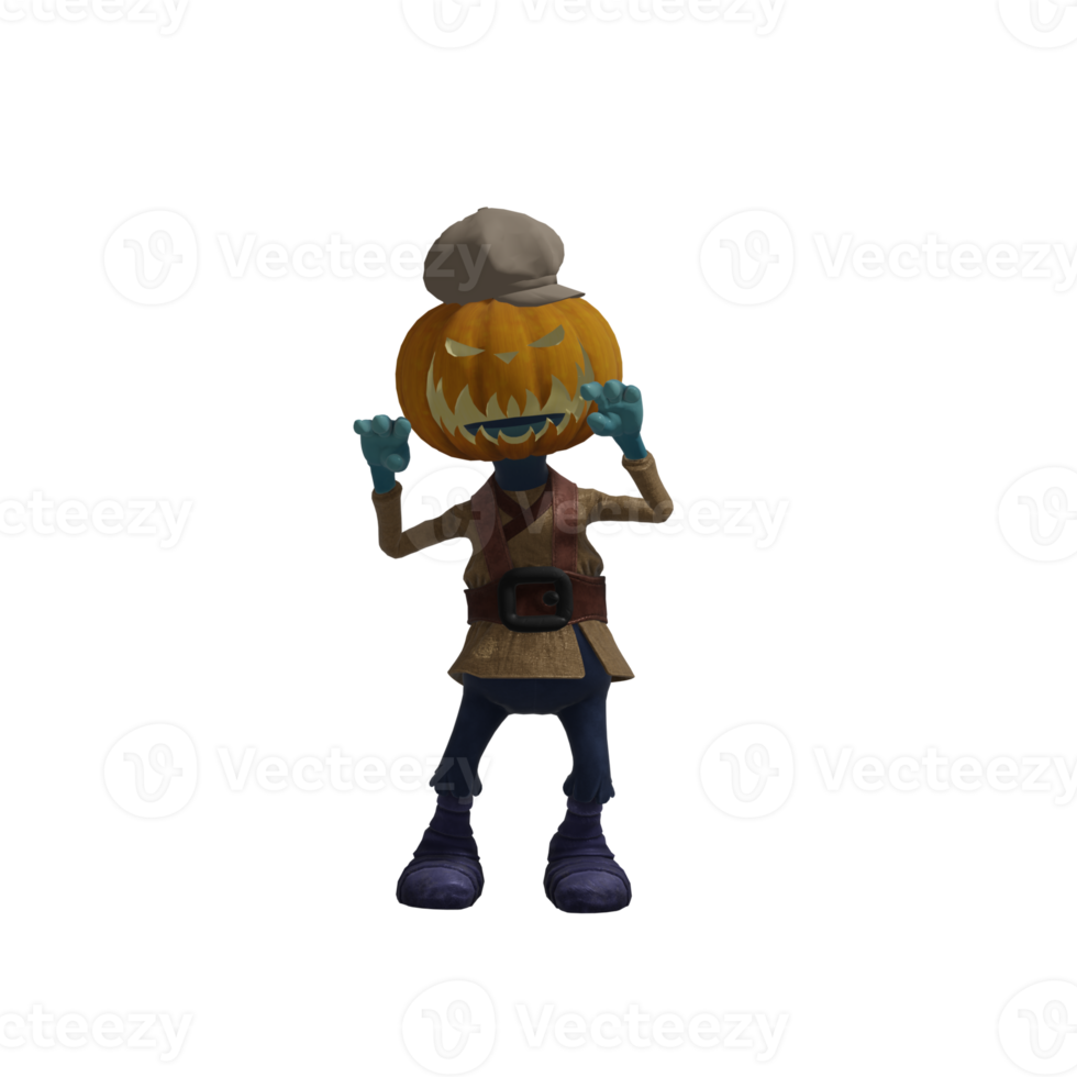 pose de monstruo de calabaza halloween png