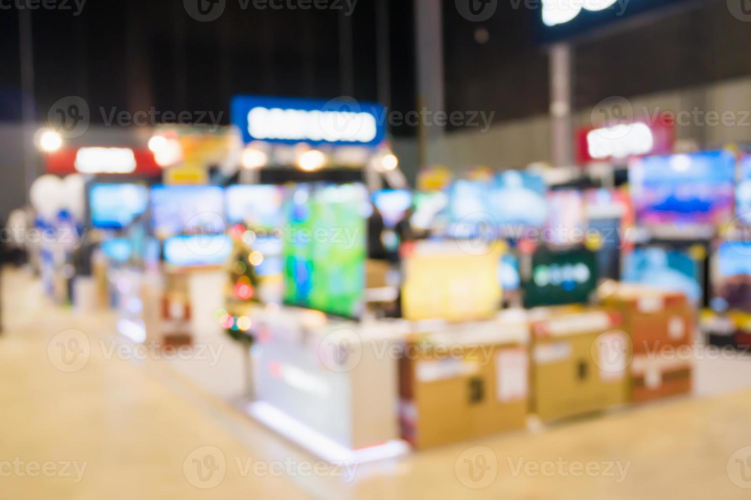 eletronic department store with bokeh blurred background photo