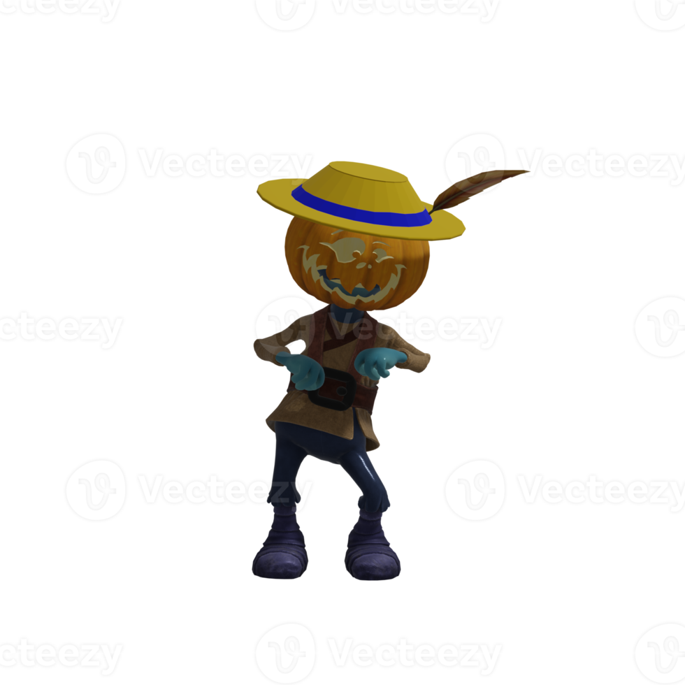 Pumpkin monster pose Halloween png