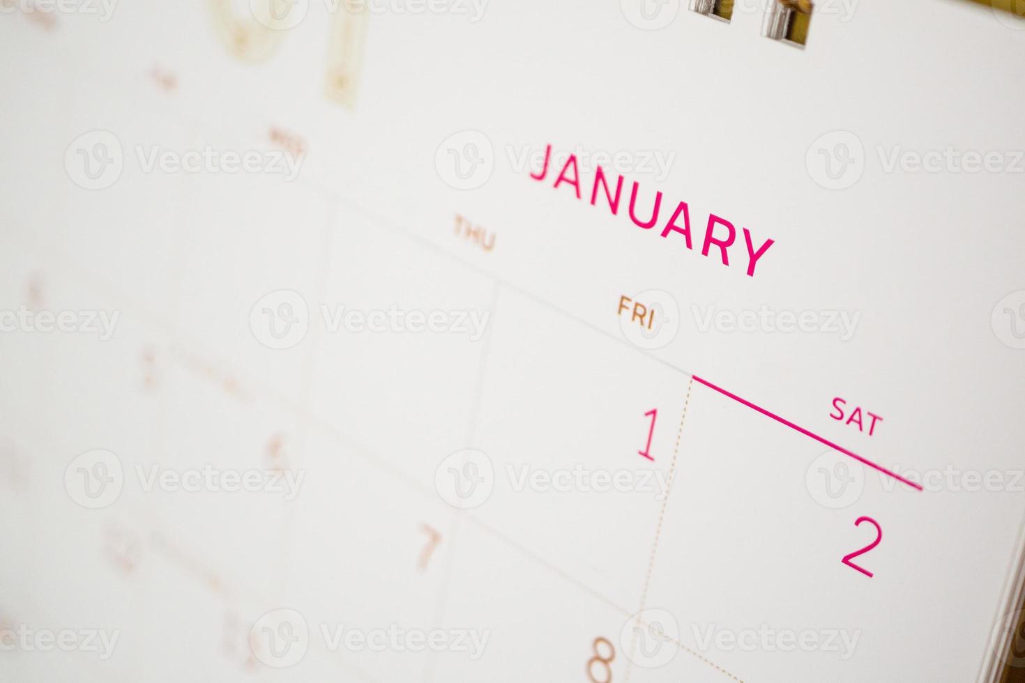 January calendar page with months and dates business planning appointment meeting concept photo