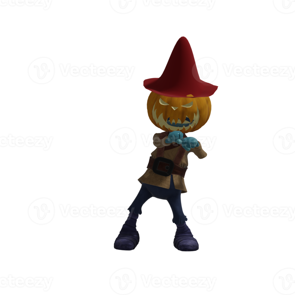 pose de monstruo de calabaza halloween png