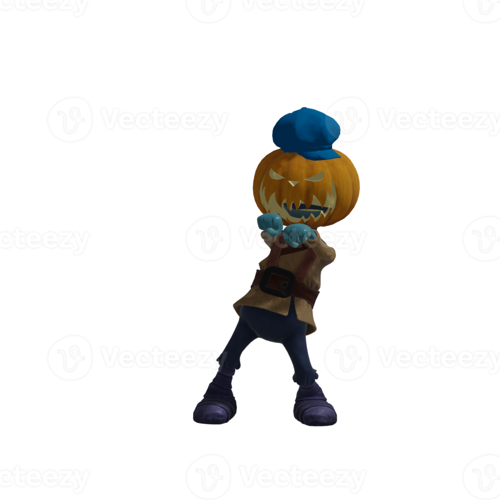 pose de monstruo de calabaza halloween png