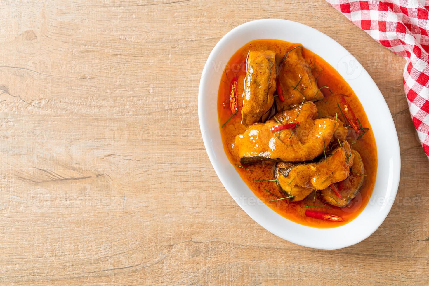 Redtail Catfish Fish in Dried Red Curry Sauce that called Choo Chee photo