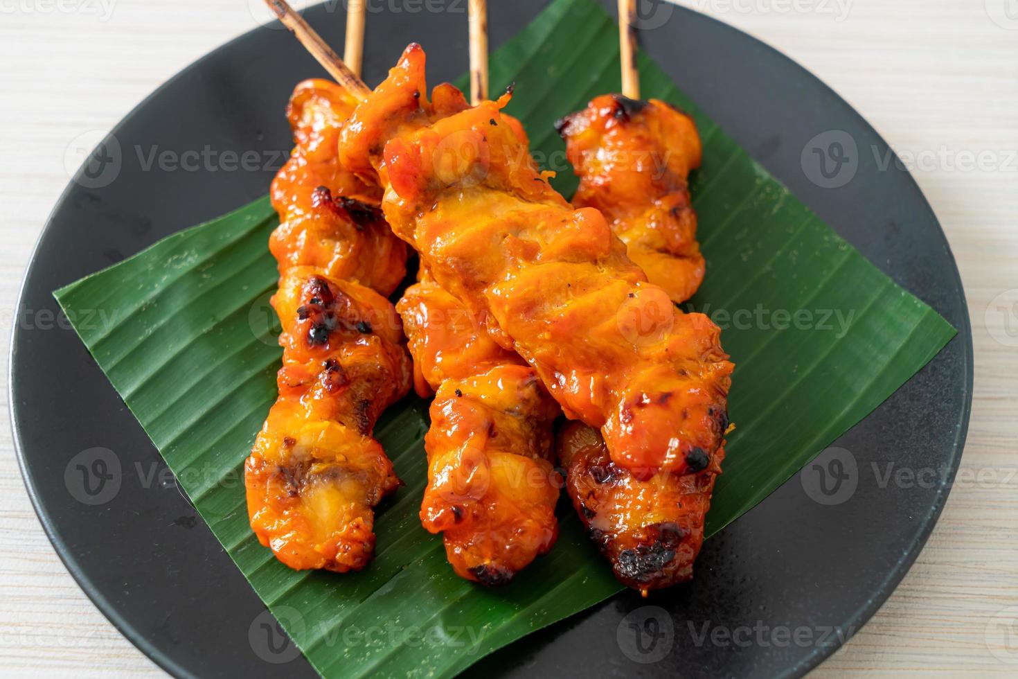 grilled chicken skewer in Asian style photo