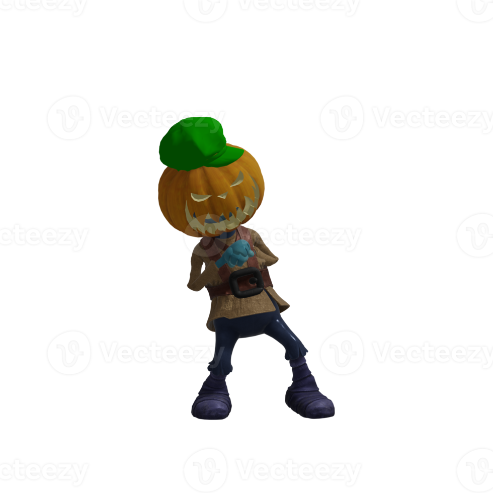 pose de monstruo de calabaza halloween png